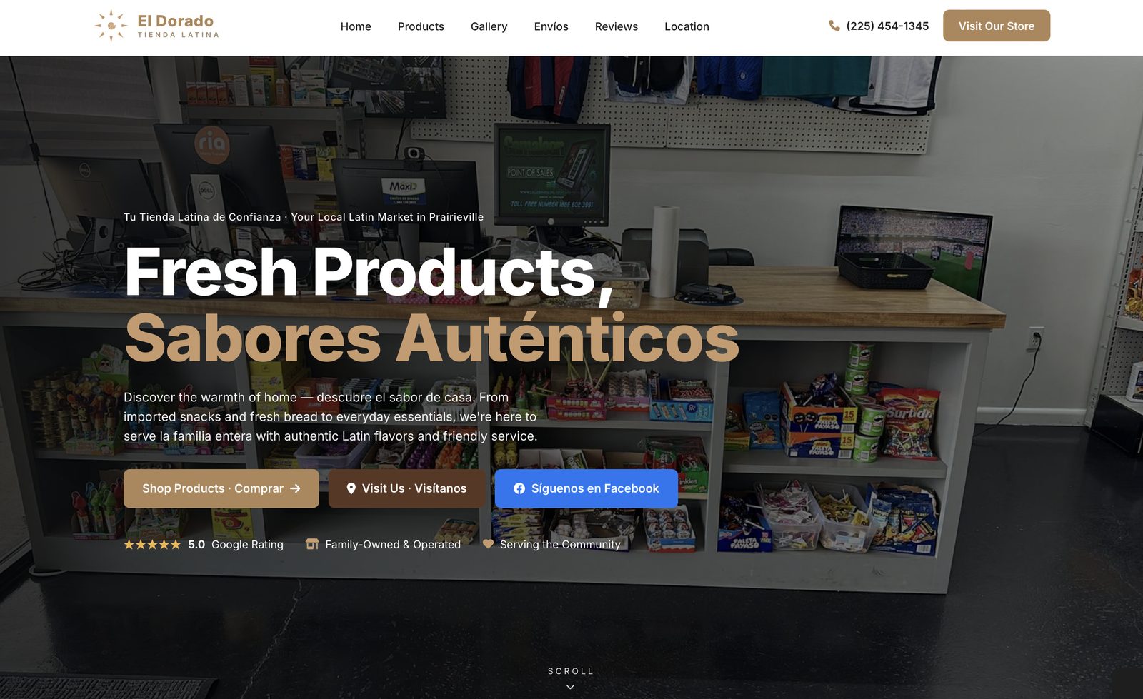 Live preview of the El Dorado Tienda Latina website