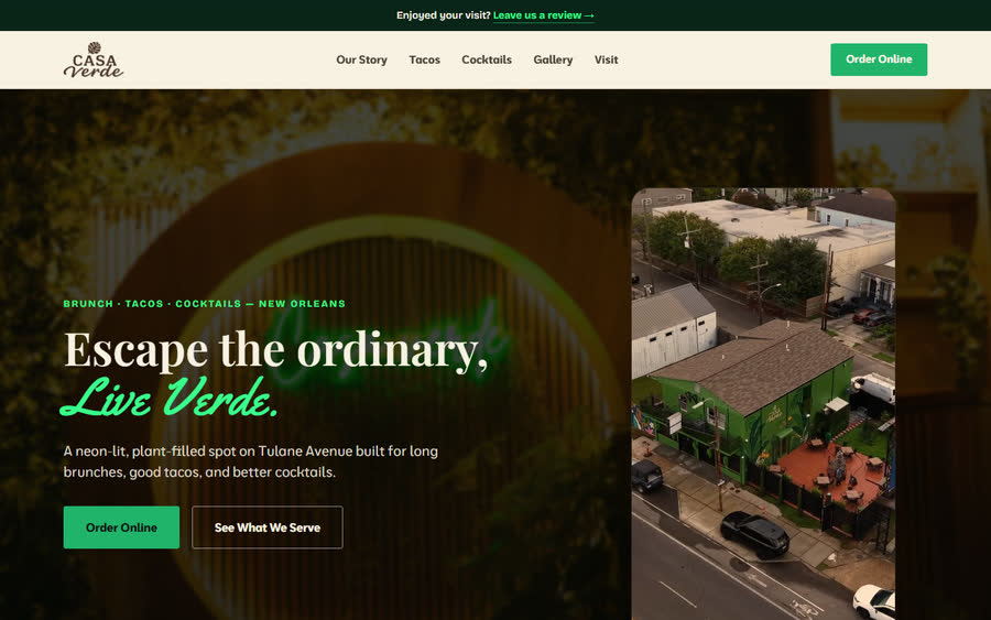 Casa Verde NOLA website homepage