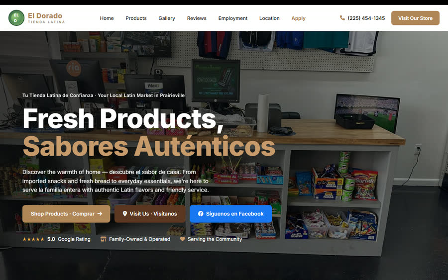 El Dorado Tienda Latina website homepage