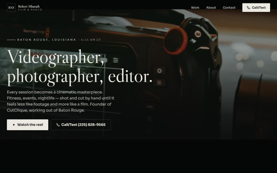 RxS Videography website homepage
